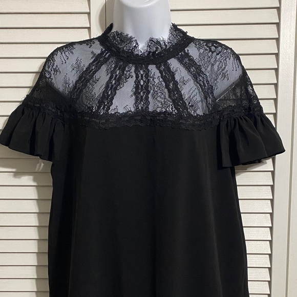 Tahari ASL Black Lace Yoke Dress - Picture 3 of 13